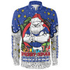 Canterbury-Bankstown Bulldogs Christmas Custom Long Sleeve Shirt - Merry Christmas Our Beloved Team With Aboriginal Dot Art Pattern Long Sleeve Shirt