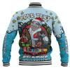 Cronulla-Sutherland Sharks Christmas Custom Baseball Jacket - Merry Christmas Our Beloved Team With Aboriginal Dot Art Pattern Baseball Jacket