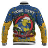 Parramatta Eels Christmas Custom Baseball Jacket - Merry Christmas Our Beloved Team With Aboriginal Dot Art Pattern Baseball Jacket