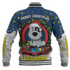 North Queensland Cowboys Christmas Custom Baseball Jacket - Merry Christmas Our Beloved Team With Aboriginal Dot Art Pattern Baseball Jacket