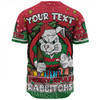 South Sydney Rabbitohs Custom Baseball Shirt - Merry Christmas Our Beloved Team With Aboriginal Dot Art Pattern Baseball Shirt