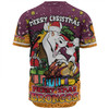 Brisbane Broncos Christmas Custom Baseball Shirt - Merry Christmas Our Beloved Team With Aboriginal Dot Art Pattern Baseball Shirt