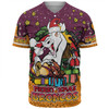 Brisbane Broncos Christmas Custom Baseball Shirt - Merry Christmas Our Beloved Team With Aboriginal Dot Art Pattern Baseball Shirt