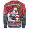 Sydney Roosters Christmas Custom Sweatshirt - Merry Christmas Our Beloved Team With Aboriginal Dot Art Pattern Sweatshirt