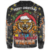 Wests Tigers Christmas Custom Sweatshirt - Merry Christmas Our Beloved Team With Aboriginal Dot Art Pattern Sweatshirt