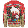 Redcliffe Dolphins Christmas Custom Sweatshirt - Merry Christmas Our Beloved Team With Aboriginal Dot Art Pattern Sweatshirt