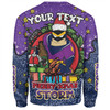 Melbourne Storm Christmas Custom Sweatshirt - Merry Christmas Our Beloved Team With Aboriginal Dot Art Pattern Sweatshirt