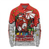 St. George Illawarra Dragons Christmas Custom Long Sleeve Polo Shirt - Merry Christmas Our Beloved Team With Aboriginal Dot Art Pattern Long Sleeve Polo Shirt