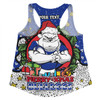 Canterbury-Bankstown Bulldogs Christmas Custom Women Racerback Singlet - Merry Christmas Our Beloved Team With Aboriginal Dot Art Pattern Women Racerback Singlet