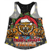 Wests Tigers Christmas Custom Women Racerback Singlet - Merry Christmas Our Beloved Team With Aboriginal Dot Art Pattern Women Racerback Singlet