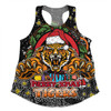 Wests Tigers Christmas Custom Women Racerback Singlet - Merry Christmas Our Beloved Team With Aboriginal Dot Art Pattern Women Racerback Singlet