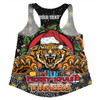 Wests Tigers Christmas Custom Women Racerback Singlet - Merry Christmas Our Beloved Team With Aboriginal Dot Art Pattern Women Racerback Singlet