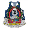 North Queensland Cowboys Christmas Custom Women Racerback Singlet - Merry Christmas Our Beloved Team With Aboriginal Dot Art Pattern Women Racerback Singlet