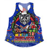 New Zealand Warriors Christmas Custom Women Racerback Singlet - Merry Christmas Our Beloved Team With Aboriginal Dot Art Pattern Women Racerback Singlet