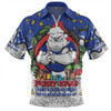 Canterbury-Bankstown Bulldogs Christmas Custom Zip Polo Shirt - Merry Christmas Our Beloved Team With Aboriginal Dot Art Pattern Zip Polo Shirt