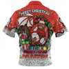 St. George Illawarra Dragons Christmas Custom Zip Polo Shirt - Merry Christmas Our Beloved Team With Aboriginal Dot Art Pattern Zip Polo Shirt