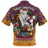 Brisbane Broncos Christmas Custom Zip Polo Shirt - Merry Christmas Our Beloved Team With Aboriginal Dot Art Pattern Zip Polo Shirt
