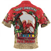 Redcliffe Dolphins Christmas Custom Zip Polo Shirt - Merry Christmas Our Beloved Team With Aboriginal Dot Art Pattern Zip Polo Shirt