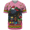 Penrith Panthers Christmas Custom Baseball Shirt - Merry Christmas Our Beloved Team With Aboriginal Dot Art Pattern V2 Baseball Shirt