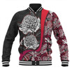 Australia  Warratah Goanna Aboriginal Baseball Jacket - Waratah Flowers With Red Lizards, Stones, Sand Dot Art Painting Inspired Baseball Jacket