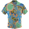 Australia Platypus Aboriginal Hawaiian Shirt - Blue Platypus With Aboriginal Art Dot Painting Patterns Inspired Hawaiian Shirt