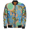 Australia Platypus Aboriginal Bomber Jacket - Blue Platypus With Aboriginal Art Dot Painting Patterns Inspired Bomber Jacket