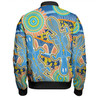 Australia Platypus Aboriginal Bomber Jacket - Blue Platypus With Aboriginal Art Dot Painting Patterns Inspired Bomber Jacket