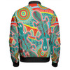 Australia Platypus Aboriginal Bomber Jacket - Green Platypus With Aboriginal Art Dot Painting Patterns Inspired Bomber Jacket