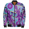 Australia Platypus Aboriginal Bomber Jacket - Purple Platypus With Aboriginal Art Dot Painting Patterns Inspired Bomber Jacket