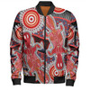 Australia Platypus Aboriginal Bomber Jacket - Red Platypus With Aboriginal Art Dot Painting Patterns Inspired Bomber Jacket