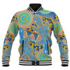 Australia Platypus Aboriginal Baseball Jacket - Blue Platypus With Aboriginal Art Dot Painting Patterns Inspired Baseball Jacket