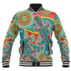 Australia Platypus Aboriginal Baseball Jacket - Green Platypus With Aboriginal Art Dot Painting Patterns Inspired Baseball Jacket