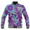 Australia Platypus Aboriginal Baseball Jacket - Purple Platypus With Aboriginal Art Dot Painting Patterns Inspired Baseball Jacket