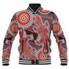 Australia Platypus Aboriginal Baseball Jacket - Red Platypus With Aboriginal Art Dot Painting Patterns Inspired Baseball Jacket