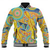 Australia Platypus Aboriginal Baseball Jacket - Yellow Platypus With Aboriginal Art Dot Painting Patterns Inspired Baseball Jacket