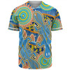 Australia Platypus Aboriginal Baseball Shirt - Blue Platypus With Aboriginal Art Dot Painting Patterns Inspired Baseball Shirt