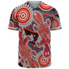 Australia Platypus Aboriginal Baseball Shirt - Red Platypus With Aboriginal Art Dot Painting Patterns Inspired Baseball Shirt