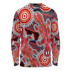 Australia Platypus Aboriginal Long Sleeve T-shirt - Red Platypus With Aboriginal Art Dot Painting Patterns Inspired Long Sleeve T-shirt