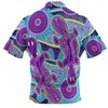 Australia Platypus Aboriginal Zip Polo Shirt - Purple Platypus With Aboriginal Art Dot Painting Patterns Inspired Zip Polo Shirt