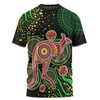Australia Kangaroo Aboriginal Custom T-shirt - Aboriginal Plant With Kangaroo Colorful Art T-shirt