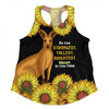 Australia Kangaroo Aboriginal Custom Women Racerback Singlet - Aboriginal Sunflowers With Kangaroo Be The Strongest Dot Painting Art Women Racerback Singlet