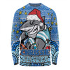 Cronulla-Sutherland Sharks Christmas Custom Long Sleeve T-shirt - Christmas Knit Patterns Vintage Jersey Ugly Long Sleeve T-shirt