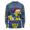 Parramatta Eels Christmas Custom Long Sleeve T-shirt - Christmas Knit Patterns Vintage Jersey Ugly Long Sleeve T-shirt