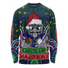 New Zealand Warriors Christmas Custom Long Sleeve T-shirt - Christmas Knit Patterns Vintage Jersey Ugly Long Sleeve T-shirt