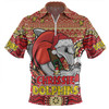 Redcliffe Dolphins Christmas Custom Zip Polo Shirt - Christmas Knit Patterns Vintage Jersey Ugly Zip Polo Shirt