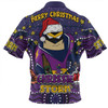 Melbourne Storm Christmas Custom Zip Polo Shirt - Christmas Knit Patterns Vintage Jersey Ugly Zip Polo Shirt