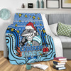 Cronulla-Sutherland Sharks Christmas Custom Blanket - Christmas Knit Patterns Vintage Jersey Ugly Blanket