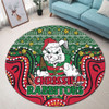 South Sydney Rabbitohs Custom Round Rug - Christmas Knit Patterns Vintage Jersey Ugly Round Rug