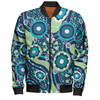 Australia Aboriginal Bomber Jacket - Blue Aboriginal Dot Art Inspired Bomber Jacket