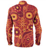 Australia Aboriginal Long Sleeve Shirt - Red Aboriginal Dot Art Inspired Long Sleeve Shirt